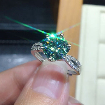 Blue Moissanite Stone Adjustable Ring - Fitlab