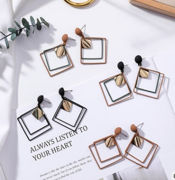 Double Layer Square Earrings - Fitlab