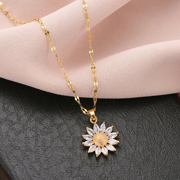 Zircon Sunflower Pendant Necklace - Fitlab