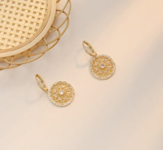 925 Silver Round Flower Earrings