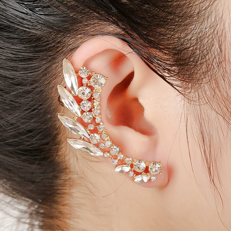 Alloy Clip Crystal Cuff Earrings