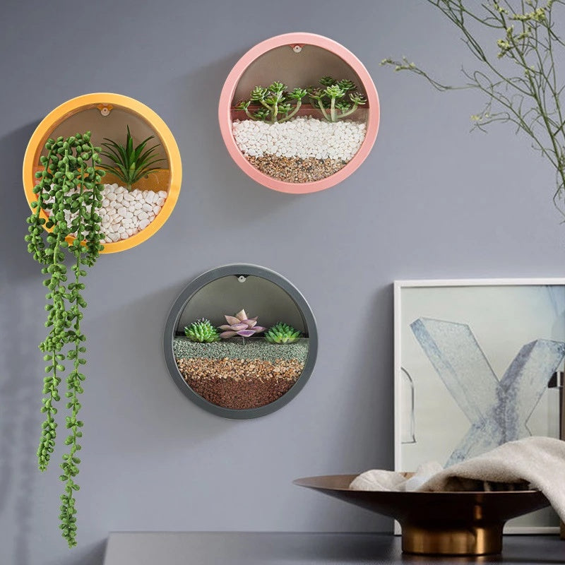 Round Iron Wall Plant Planters