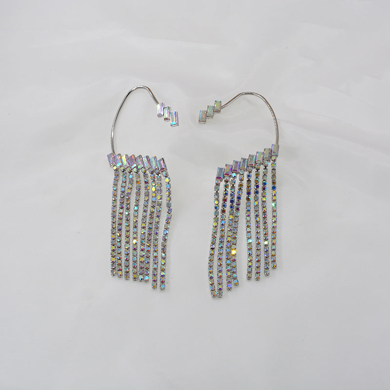 Rhinestone Tassels Earrings