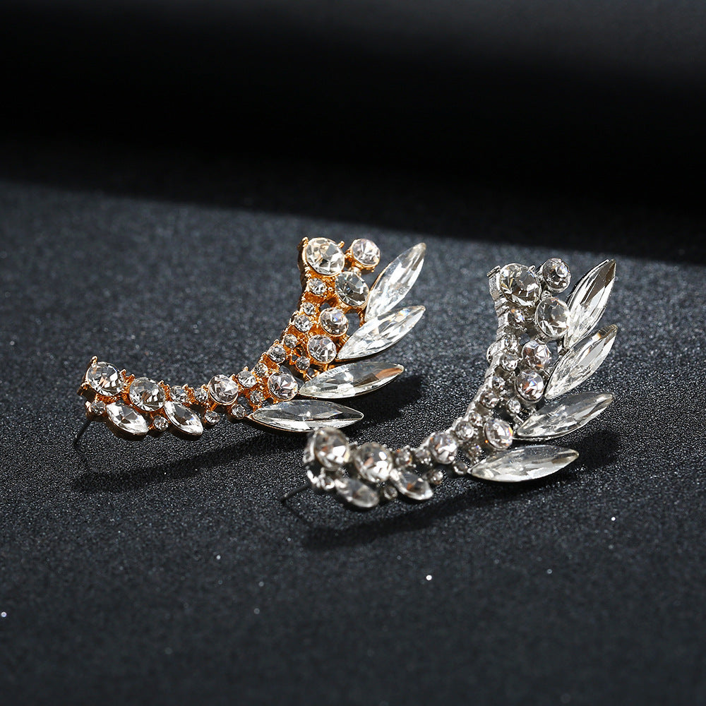 Alloy Clip Crystal Cuff Earrings