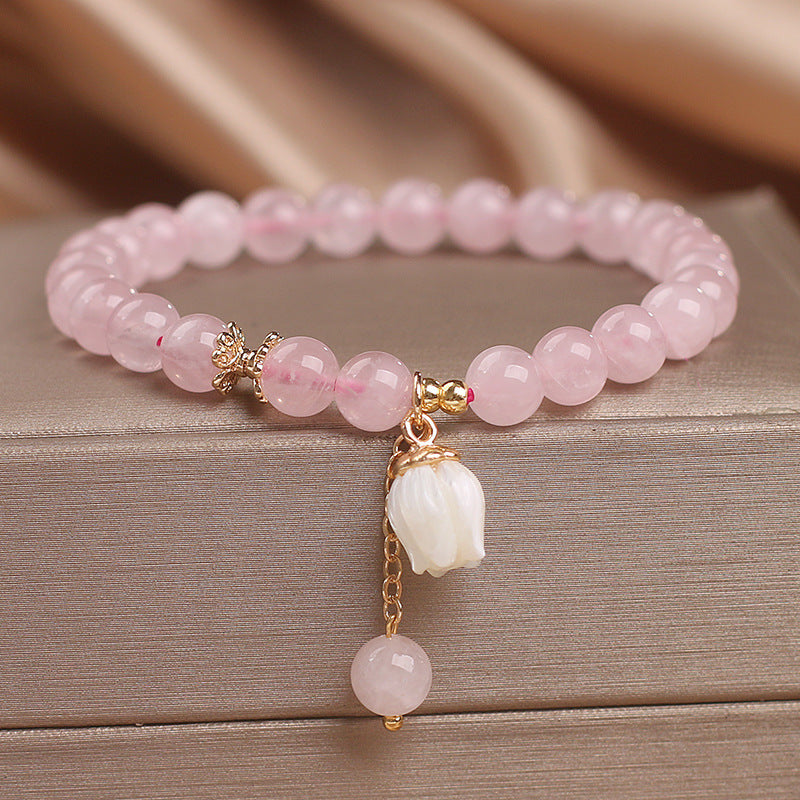 Pink Jade Lotus Pendant bracelet