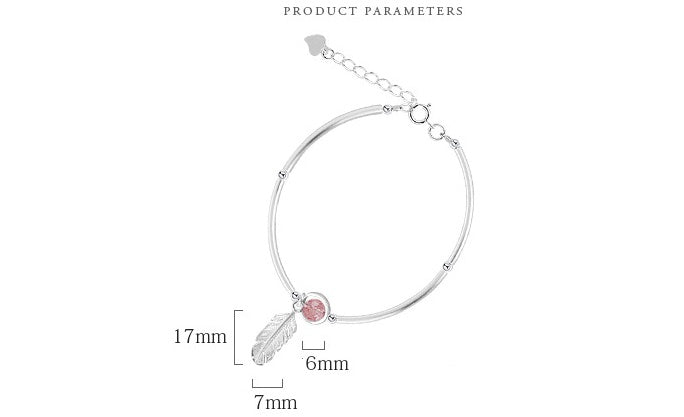 Strawberry Crystal Feather Bracelet