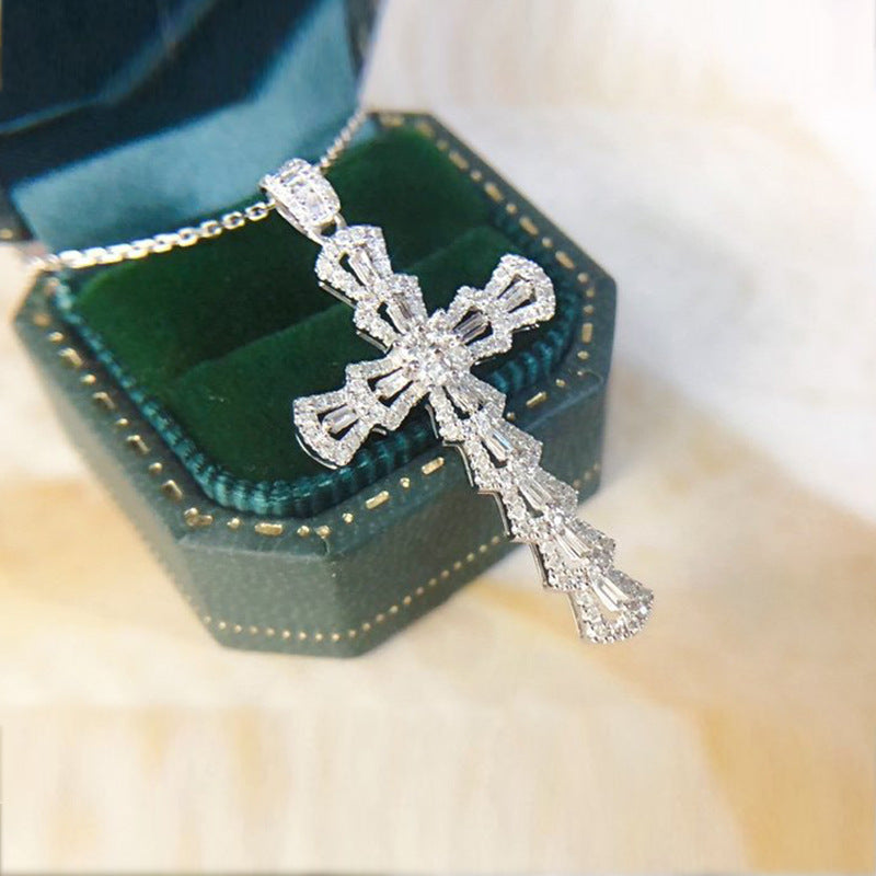 Cubic Zirconia Cross Pendant Necklace