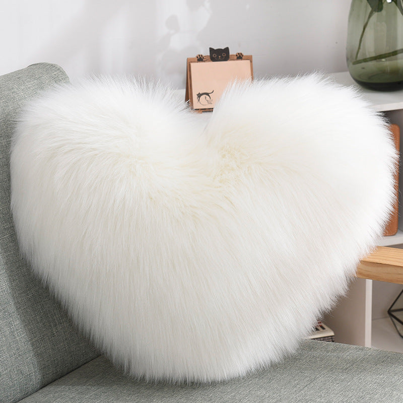 Faux Fur Heart Throw Pillow