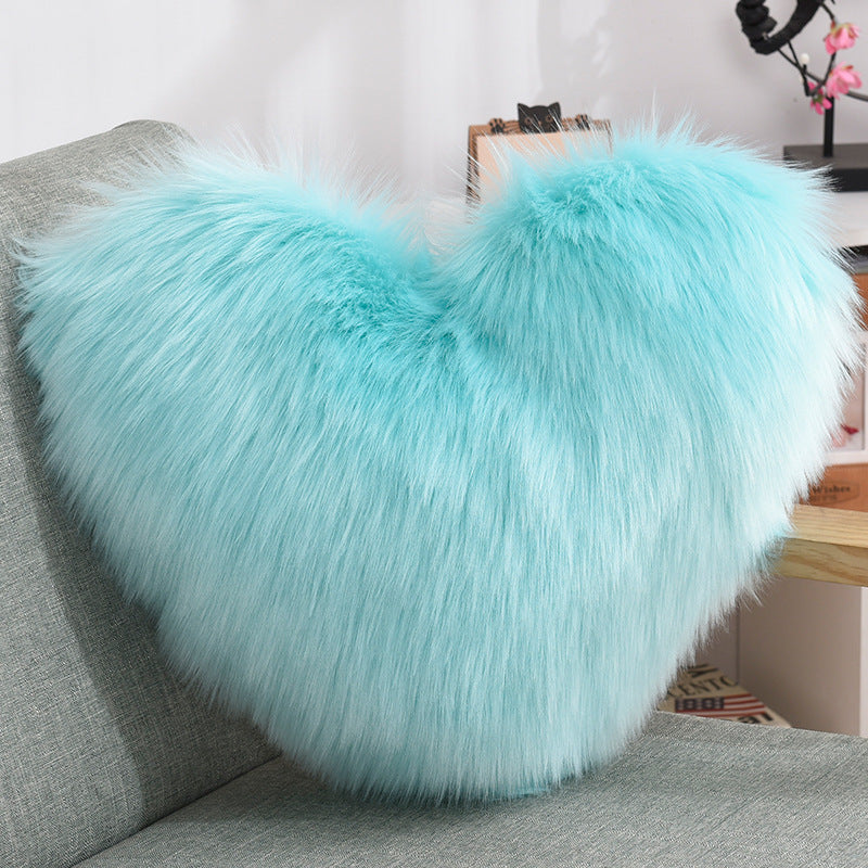 Faux Fur Heart Throw Pillow