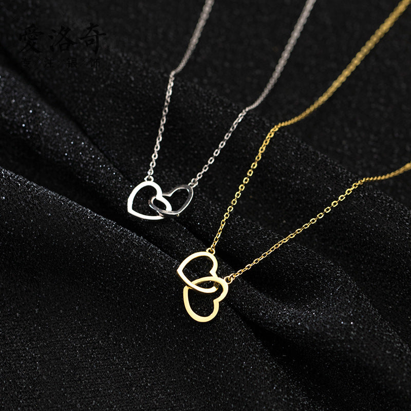 Double Heart Interlock Necklace