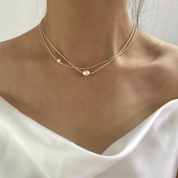 Silver Chain Natural White Pearl Pendent